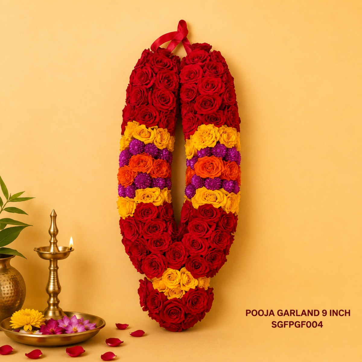 POOJA GARLAND 9" INCH  " 9" INCH — 9 inch